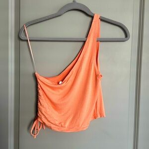 Pacsun Me to We One Shoulder Tank With Ruched Tie - Orange